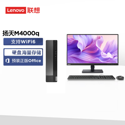 联想(Lenovo)扬天M4000q 台式机电脑主机 定制(i7-13620H 16G 1T机械+1T SSD Win11)商用办公家用娱乐学习 配21.5英寸显示器