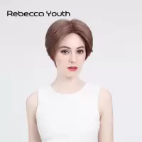 瑞贝卡假发女中分空气刘海短直发时尚干练利落逼真蓬松自然头套