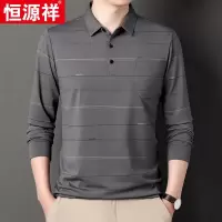 恒源祥男士长袖t恤中老年爸爸装秋冬季带口袋Polo衫加绒爷爷上衣