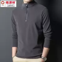 恒源祥彩羊双面德绒打底衫男士半高拉链立领长袖T恤保暖内搭卫衣