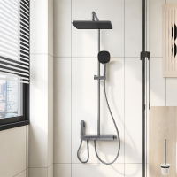 [恒洁HEGII]方形顶喷自动除垢置物大平台钢琴键花洒HMF183-333/SH(铬色/枪灰色)