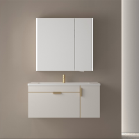 [恒洁HEGII]BC6188浴室柜轻奢风双侧美妆镜灯陶瓷一体盆超强收纳环保板材