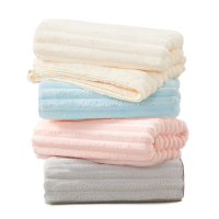 洁玉 简兮珊瑚绒加厚浴巾 70*140cm 395g 1条装 J5015B 米色