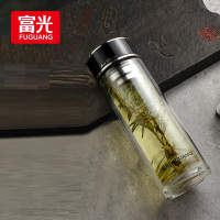 富光铭成抗菌双层玻璃杯330ml（黑色）