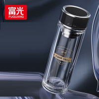 富光铭成抗菌双层玻璃杯400ml（黑色）