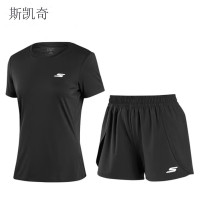 斯凯奇 女碳黑速干套装 P223W163-0018M 套