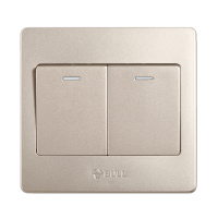 bull公牛86型G07香槟金双开单控开关墙壁暗装两位二位2位电源双位双联二开单控开关插座面板