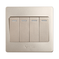 bull公牛四开双控开关86型墙壁暗装G07香槟金四位四开单控双控开关面板