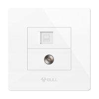 bull公牛电脑电视插座86型G07经典白墙壁有线闭路网络网线网口二合一组合面板开关