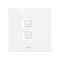 bull公牛开关插座86型G12大板白六类双电脑插座6类二位两位电脑网络插座面板双口网线插座面板