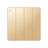 bull公牛86型G1香槟金四开四联四位开关插座四开单控开关面板