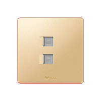 bull公牛开关插座86型G12香槟金六类双电脑插座6类二位两位电脑网络插座面板双口网线插座面板