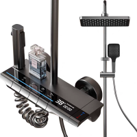 维纳斯4174数显淋浴花洒(两款小喷枪随机发货)套装淋雨浴家用枪灰色沐浴卫浴恒温明装浴室增压花晒喷头