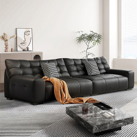 家有品致现代简约生态皮客厅家具小户型家用沙发黑色亮光 JM085SF17