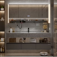帝王洁具现代简约酒店风板热弯一体盆豪华收纳架浴室柜WB850-5