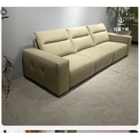 意式现代简约真皮直排软体沙发