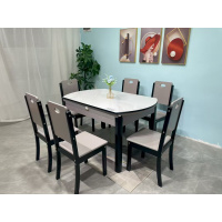 实木岩板餐桌椅2025新款轻奢现代简约家用小户型伸缩饭桌可变圆桌