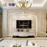 套餐天然石电视背景墙瓷砖客厅简欧大理石罗马柱影视墙砖高端定制