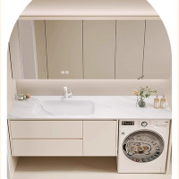 岩板热弯一体盆浴室柜洗衣柜组合智能镜柜洗手洗脸面盆洗漱台定制