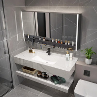 卫生间浴室柜组合智能洗漱台洗脸盆卫浴柜酒店双层岩板洗手盆定制