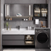 浴室柜阳台洗衣机柜一体洗脸盆柜组合洗手盆洗漱台洗衣池岩板无缝