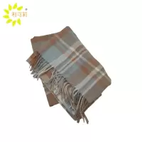 利可莉 防寒格子围巾 浅咖色 条