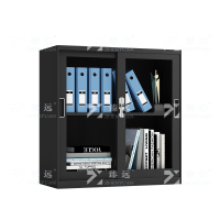 臻远ZY-WJGC-66 移门文件柜档案柜玻璃矮柜落地书柜 925玻璃移门黑色