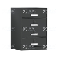 臻远ZY-CTGB-05 钢制活动柜床头柜铁皮储物柜矮柜 四抽黑色