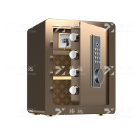 臻远ZY40618098小型保险柜密码保险箱全钢防盗 45cm咖色指纹密码款