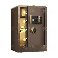 臻远 ZY-NW-BXGS-38 全钢实心保险柜办公防盗保险箱 高60cm带轮子咖色指纹款