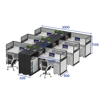 臻远 GWB-006屏风办公桌办公电脑桌隔断卡座 干型6人位可定制