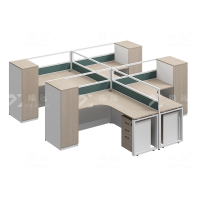 臻远 ZYGW-151屏风工作卡位职员桌办公桌 T型四人衣柜款