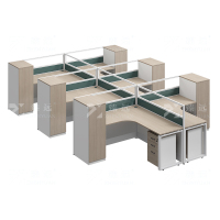 臻远 ZYGW-152 屏风工作卡位职员桌办公桌 T型六人衣柜款