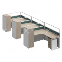 臻远 ZYGW-155 屏风工作卡位职员桌办公桌 L型三人位衣柜款