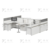 臻远 ZYGW-128 屏风工作卡位职员桌办公桌工型四人位含活动柜