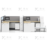 臻远 ZYGW-130 屏风工作卡位职员桌办公桌含拉床储物衣柜干型四人位