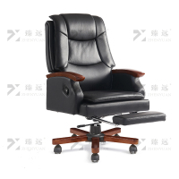 臻远 ZY-7583 办公中班椅老板椅办公皮椅升降转椅电脑椅 黑牛皮