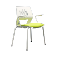 臻远 ZY-7516 简约培训椅办公会议椅电脑椅靠背椅白背果绿垫扶手款