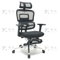 臻远 ZY-7788 人体工学椅老板椅可躺办公椅3D扶手电脑椅转椅 黑框脚踏款