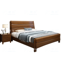 臻远 ZY4012002 胡桃色实木床单人床宿舍公寓床1.5米床含1个床头柜