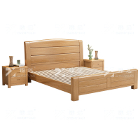 臻远 ZY4031231实木床原木色1.5米单人床 含两个床头柜