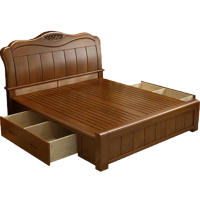 臻远 ZY-SMC-84 现代简约实木床双人床1.8米抽屉高箱