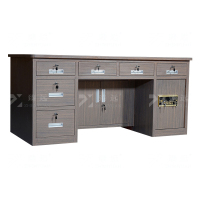 臻远BXZ-26 钢制保险桌可投币收银财务桌 1.6m黑枫木六斗电子锁