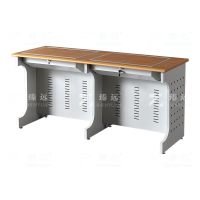 臻远ZY4012417 隐藏式翻转电脑桌培训桌办公桌 B款双人位