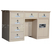 臻远BXZ-01 钢制保险桌可投币收银财务桌 1.2m白木纹六斗电子锁