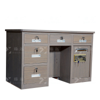 臻远BXZ-08 钢制保险桌可投币收银财务桌 1.2m黑枫木五斗电子锁