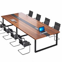 相威简约现代会议桌办公家具工作台会议室长条桌办公桌椅组合2.4*1.2（米）带8椅