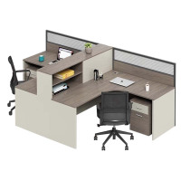 相威职员办公桌员工位卡座屏风位桌椅组合T型两人位 【含柜/椅】