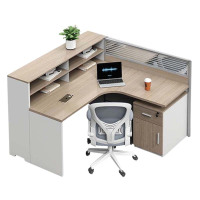 相威简约现代职员办公桌员工位转角I型卡座电脑桌办公室桌椅组合F型单人位+固定柜+椅子