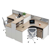 相威简约现代职员办公桌员工位转角I型卡座电脑桌办公室桌椅组合T型2人位+活动柜+椅子